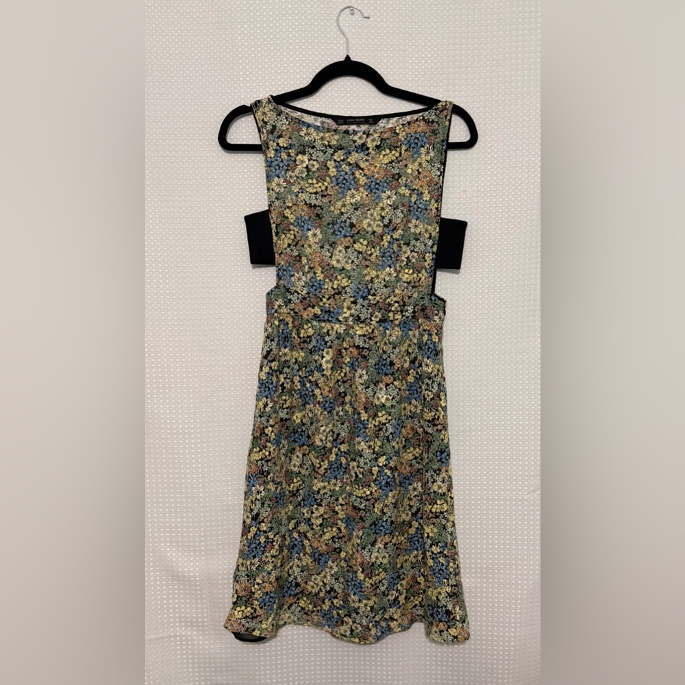 ZARA Floral Guipure Lace Dress Sleeveless A-Line Cutout Back Pockets Size XS - Picture 5 of 7